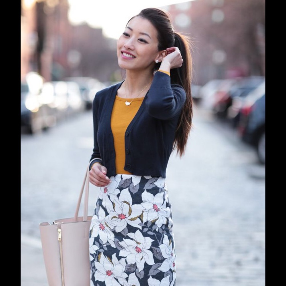 Ann Taylor Hibiscus pencil skirt